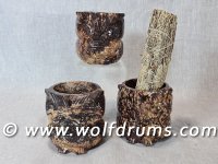 Owl Carved Soapstone smudge pot