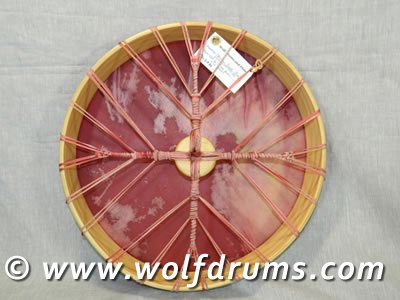 16inch Native American style drum - Fallow Deer Doe Rawhide - Click Image to Close