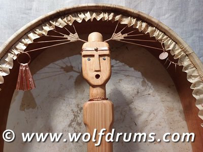 (image for) Red Deer Shaman Drum with Carved Cedar Handle