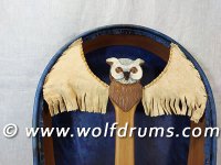 (image for) Fallow Deer Shaman Drum with Carved Owl Totem Handle