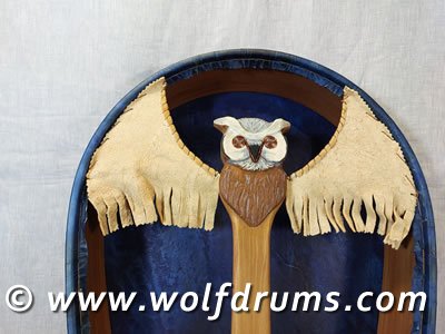 (image for) Fallow Deer Shaman Drum with Carved Owl Totem Handle