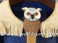 (image for) Fallow Deer Shaman Drum with Carved Owl Totem Handle