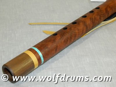 A Key Native American style flute - California Redwood Lace Burl - Click Image to Close