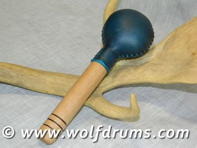 Fallow Deer Rawhide Medicine Rattle with Mt Ash handle - Click Image to Close