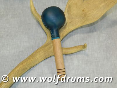 Fallow Deer Rawhide Medicine Rattle with Mt Ash handle - Click Image to Close