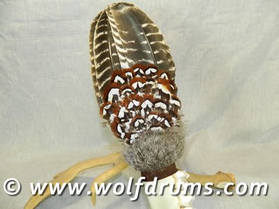 Feather Smudge fan with Elk Jaw bone - Click Image to Close