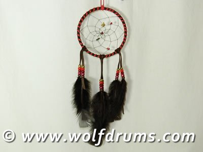 Dream Catcher 5inch Earth brown with red - Click Image to Close