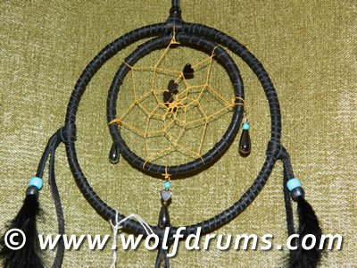 Black and Gold dream catcher with Hematite - Click Image to Close
