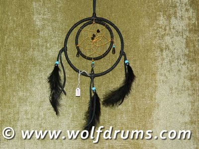 Black and Gold dream catcher with Hematite - Click Image to Close