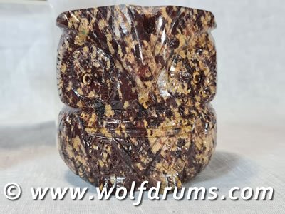 Owl Carved Soapstone smudge pot - Click Image to Close