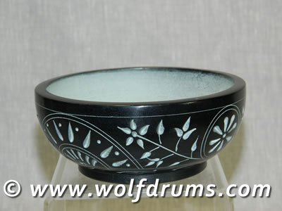 Natural Black Stone Carved Smudge Bowl - Click Image to Close