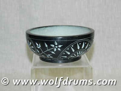 Natural Black Stone Carved Smudge Bowl - Click Image to Close